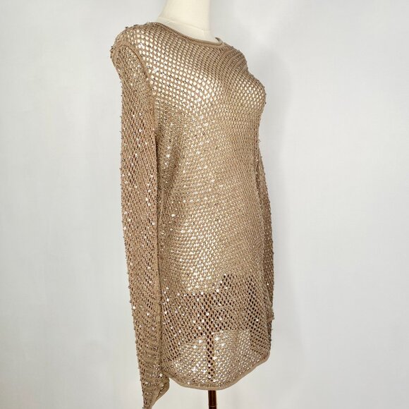 Michael Kors - Brown Crochet Large Knit Sweater Dress - Picture 3 of 6